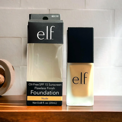 E.L.F Oil-Free Spf-15 Sunscreen Flawless Finish Foundation Finish Nude