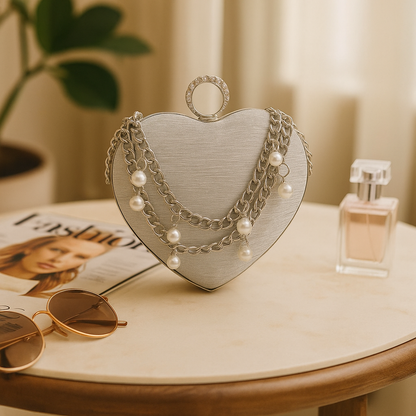 Lustrelle Pearl Heart Clutch